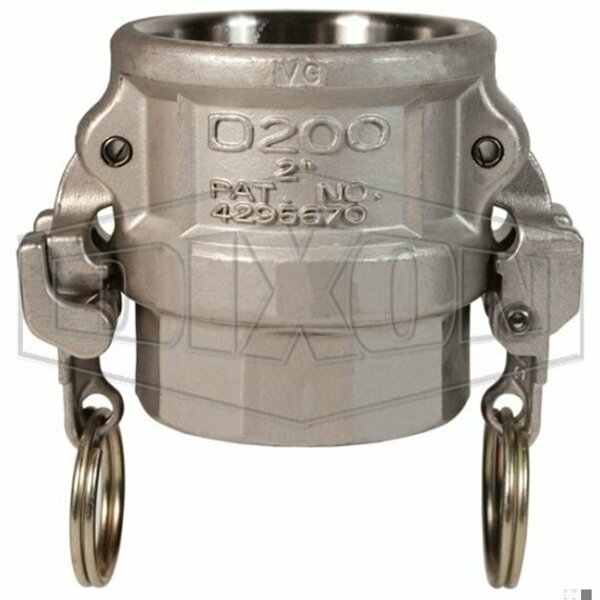 Dixon EZ Boss-Lock Type D Cam and Groove Coupler, 2 in Nominal, Female Coupler x FNPT End Style, 316 SS RD200EZ